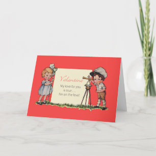 Land-FeldmesserVintage Valentine-Karte Feiertagskarte
