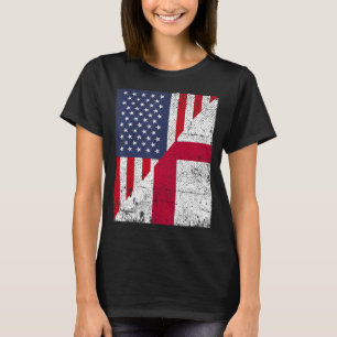 Land Flag Design Half USA Half England T-Shirt