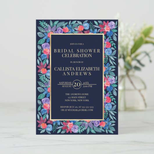 Land Floral Erdbeere Wasserfarbe Brautparty Einladung (Stehend Vorderseite)