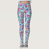 Land Floral Erdbeeren Wasserfarben Muster Leggings (Vorderseite)