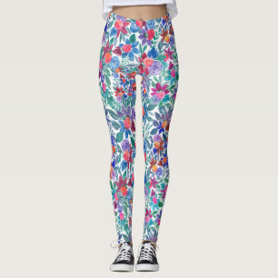 Land Floral Erdbeeren Wasserfarben Muster Leggings