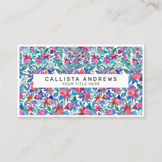 Land Floral Erdbeeren Wasserfarben Muster Visitenkarte (Vorderseite)