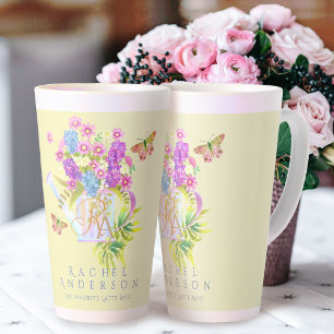 Land Floral Watering kann Monogramm Creme Milchtasse