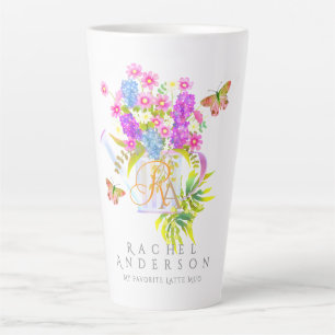 Land Floral Watering kann Monogramm weiß Milchtasse
