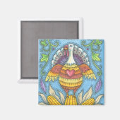 LAND FOLK ART ERNTEDANK TÜRKEY MAGNET Square (Vorderseite/Rückseite)