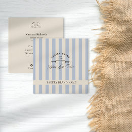 Land Französisch Blau Gestreiftes Bäckerei-Logo Ge Quadratische Visitenkarte