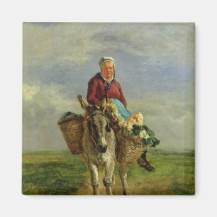 Land-Frau, die einen Esel reitet Magnet