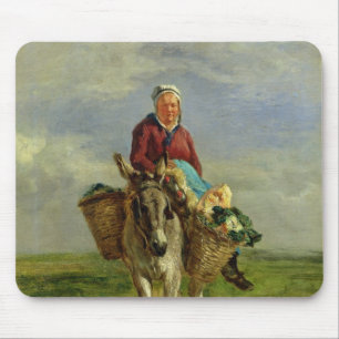 Land-Frau, die einen Esel reitet Mousepad