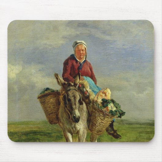 Land-Frau, die einen Esel reitet Mousepad (Vorne)