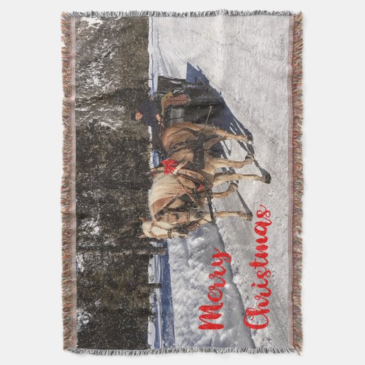 Land Frohe Weihnachtspferde Schlitten Rustikaler S Decke (Vorderseite Vertikal)