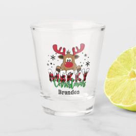 Land Frohe Weihnachtsrinder Name hinzufügen Schnapsglas