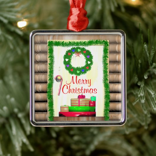 Land Frohe Weihnachtsstür Silbernes Ornament (Baum)