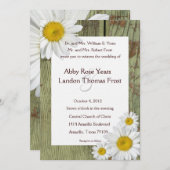 Land-Gänseblümchen-und Scheunen-hölzerne Einladung (Vorne/Hinten)