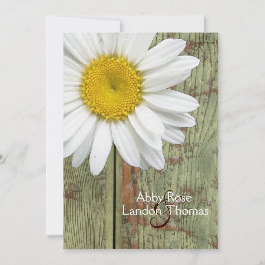 Land-Gänseblümchen-und Scheunen-hölzerne Einladung (Rückseite)