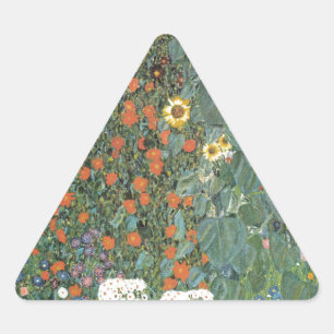 Land-Garten mit Sonnenblumen 1907 Dreieckiger Aufkleber