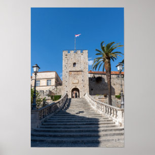 Land Gate in Korcula Stadt - Dalmatien, Kroatien Poster