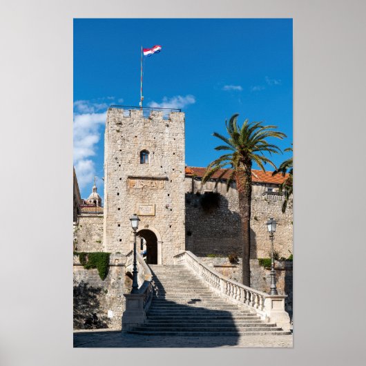Land Gate in Korcula Stadt - Dalmatien, Kroatien Poster (Vorne)