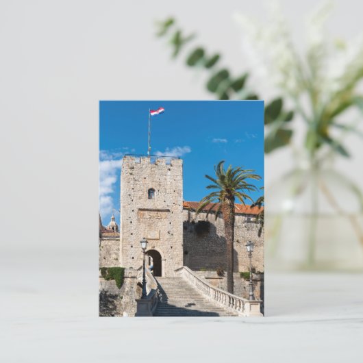 Land Gate in Korcula Stadt - Dalmatien, Kroatien Postkarte (Stehend Vorderseite)