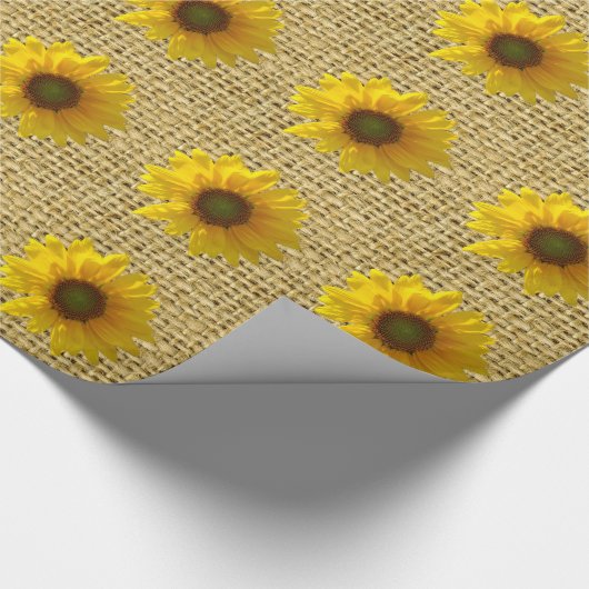 Land-gelbe Sonnenblume-Leinwand-Art rustikal Geschenkpapier (Ecke)