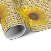 Land-gelbe Sonnenblume-Leinwand-Art rustikal Geschenkpapier (Rolleneckpunkt)