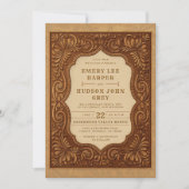 Land geschossen Leder Western Stall Rustikale Hoch Einladung (Vorderseite)