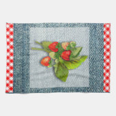 Land Gingham, Denim und Erdbeeren Handtuch (Horizontal)