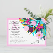 Land Golden Pink Blumenstrauß Verlobung Einladung (Stehend Vorderseite)