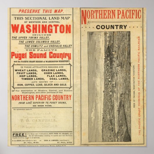 Land Grants Washington und Oregon Poster (Vorne)