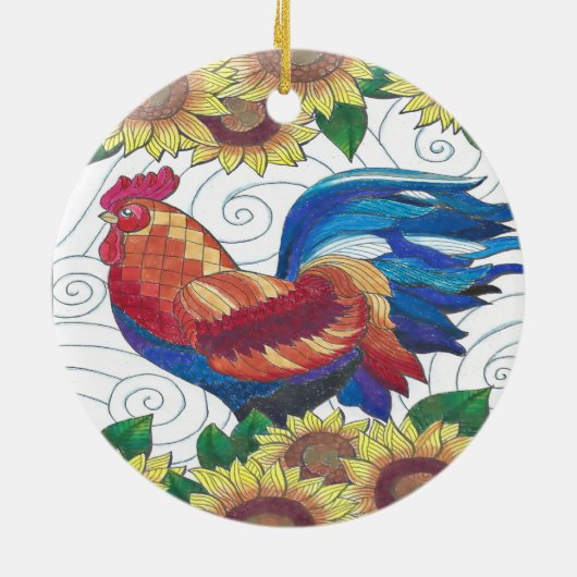 Land-Hahn Keramikornament (Hinten)