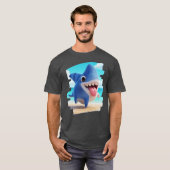 Land Half Cute Dog Half Whimsical Shark 3D retro T-Shirt (Vorne ganz)