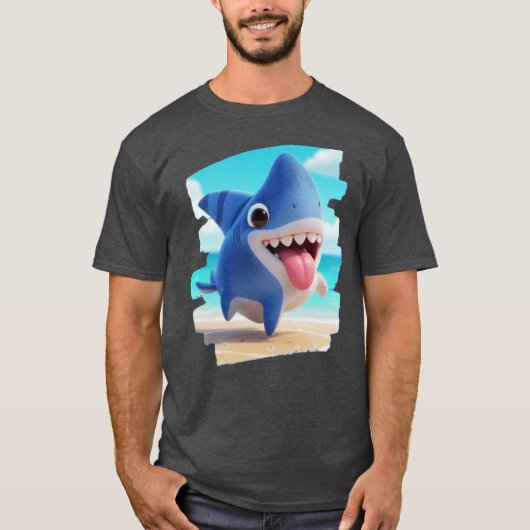 Land Half Cute Dog Half Whimsical Shark 3D retro T-Shirt (Vorderseite)