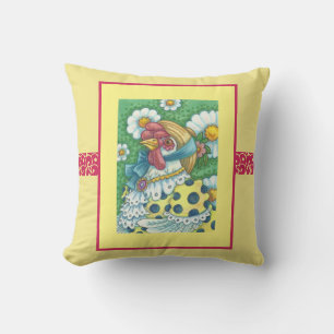 LAND HEN, POLKA HUND CHICKEN DURCH PILLOW Gelb Kissen