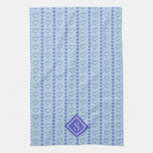 Land-Herz-Streifen-Muster-Monogramm Geschirrtuch