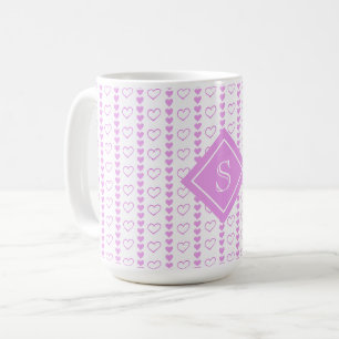 Land-Herz-Streifen-Muster-Monogramm Kaffeetasse