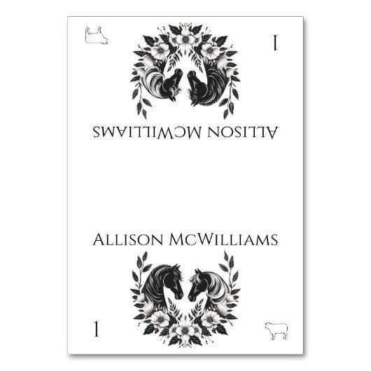 Land Hochzeiten und Blume Tischnummer (Vorderseite)