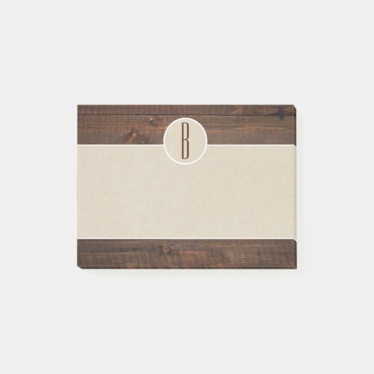 Land Holz & Braune Kraft Rustikale Anfangsbuchstab Post-it Klebezettel (Vorderseite)