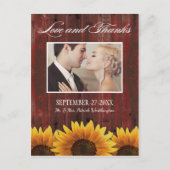 Land Holz Rustikale Sonnenblumen Danke Karten (Vorderseite)