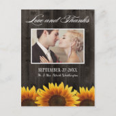 Land Holz Rustikale Sonnenblumen Danke Karten (Vorderseite)