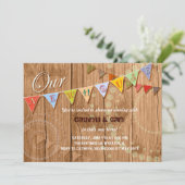 Land-hölzerne Flaggehousewarming-Party Einladung (Stehend Vorderseite)