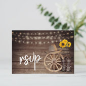 Land-Holzfass mit Sonnenblumen - UAWG RSVP Karte (Stehend Vorderseite)