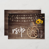 Land-Holzfass mit Sonnenblumen - UAWG RSVP Karte (Vorne/Hinten)