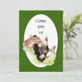 Land Hühner & Rooster Stallhaltung Einladung (Stehend Vorderseite)