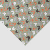 Land-Hühner und Hähne auf Grün Seidenpapier (Ausschnitt)