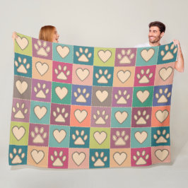 Land Hütte Paw Prints und Herz Fleecedecke