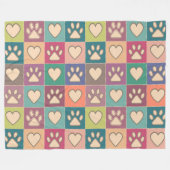 Land Hütte Paw Prints und Herz Fleecedecke (Vorderseite (Horizontal))