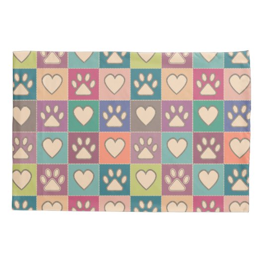 Land Hütte Paw Prints und Herz Kissenbezug (Rückseite)