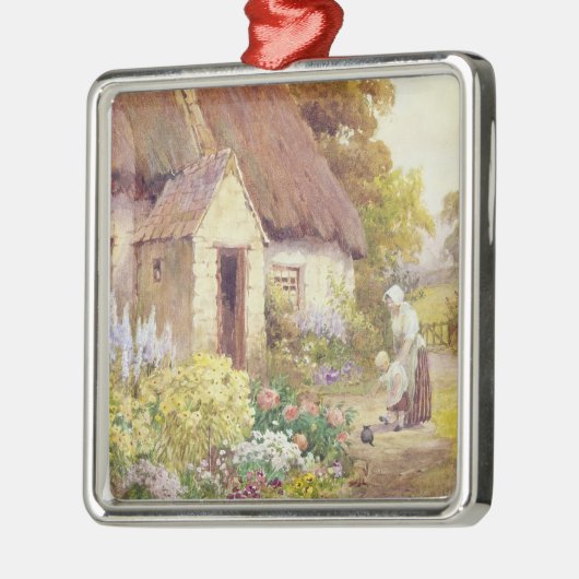 Land-Hütte Silbernes Ornament (Links)