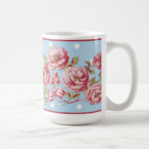 Land-Hütten-BlumenTasse im Blau Kaffeetasse