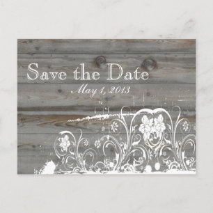 Land im Wandel Holz Save-the-Date Ankündigungspostkarte