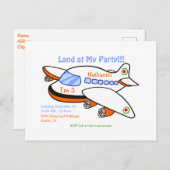 Land in meinem Party-Flugzeug Themed Kids Einladungspostkarte (Vorne/Hinten)